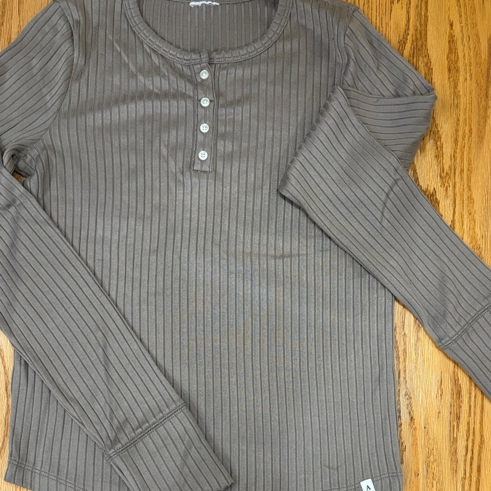 Abercrombie & Fitch Kids Long Sleeve Ribbed Tee - Taupe